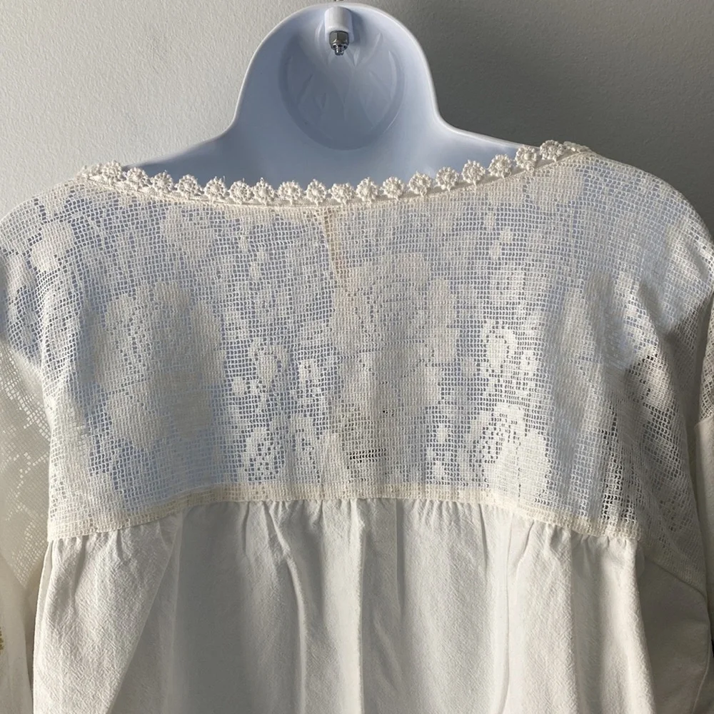 NWT Free People Meadows Embroidered Crop Blouse Size Large